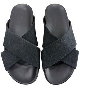 ROTHYS The Weekend Slide Sandals Size 6.5 Black Knit Crossband Slide Comfort